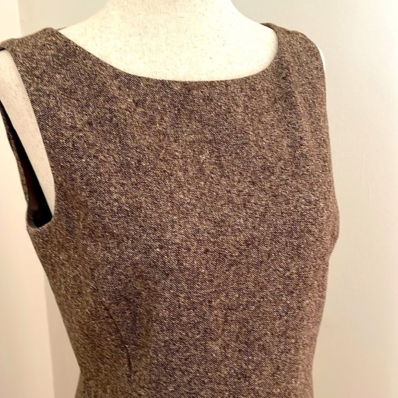 Ann Taylor Brown Wool Tweed Sheath Dress | Size 6P Petite Lined Classic Workwear - Picture 1 of 8